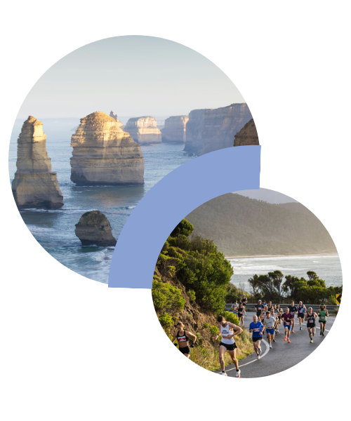 Scenic coastal route at the Great Ocean Road Running Festival in Victoria