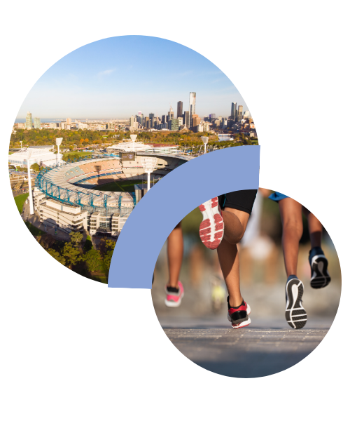 Runner finishing inside the MCG at the Nike Melbourne Marathon Festival 2026 fundraising for Variety charity