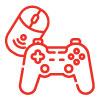 Red vector lineart of joystick controller