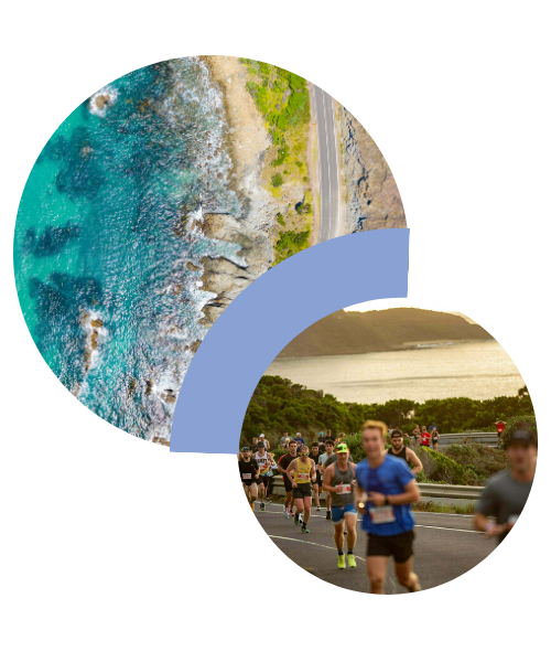 Scenic coastal route at the Great Ocean Road Running Festival in Victoria charity fun run